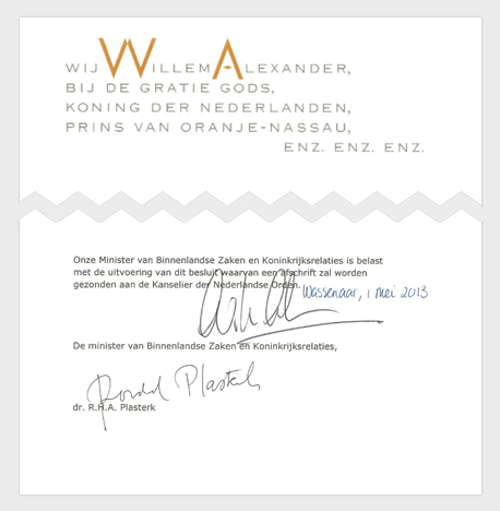 Handtekening van koning Willem-Alexander met
contraseign