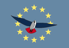 PVV-vogel met Europa op achtergrond