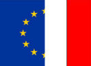 Halve Europese vlag en halve Franse vlag