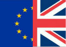 Halve Europese en halve Britse vlag