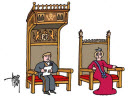 Cartoon van Willem-Alexander en Maxima op troon