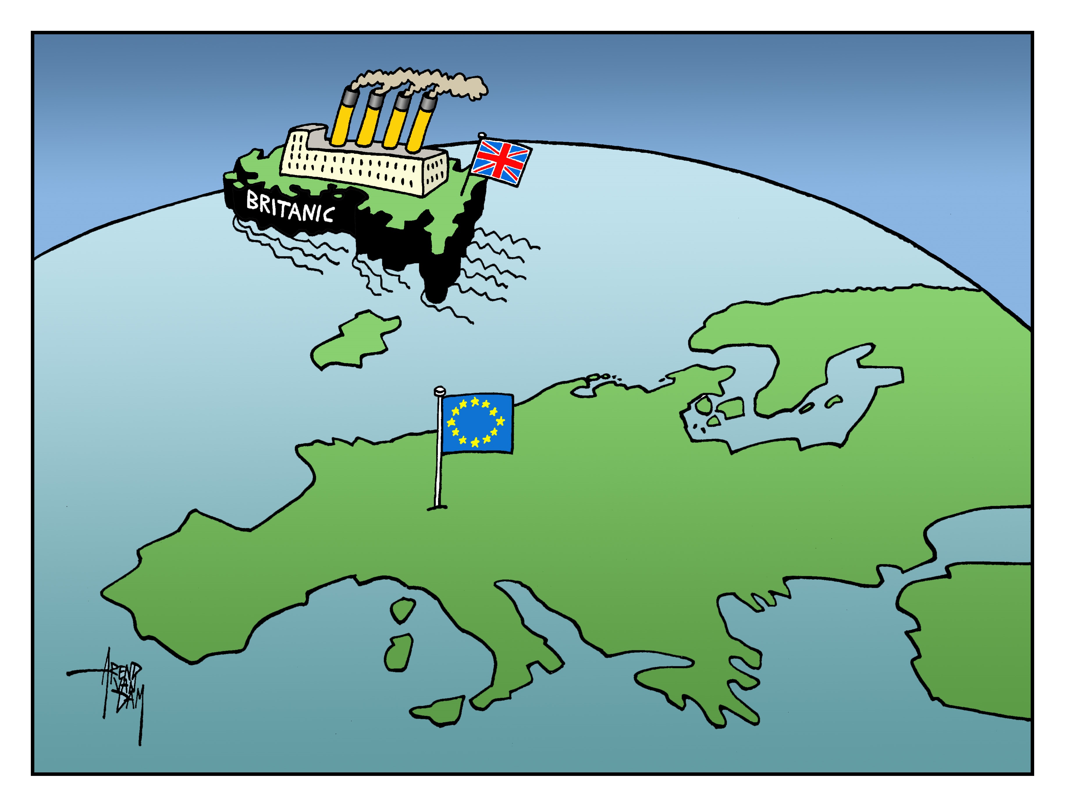 De Britanic stoomt met van Europa weg