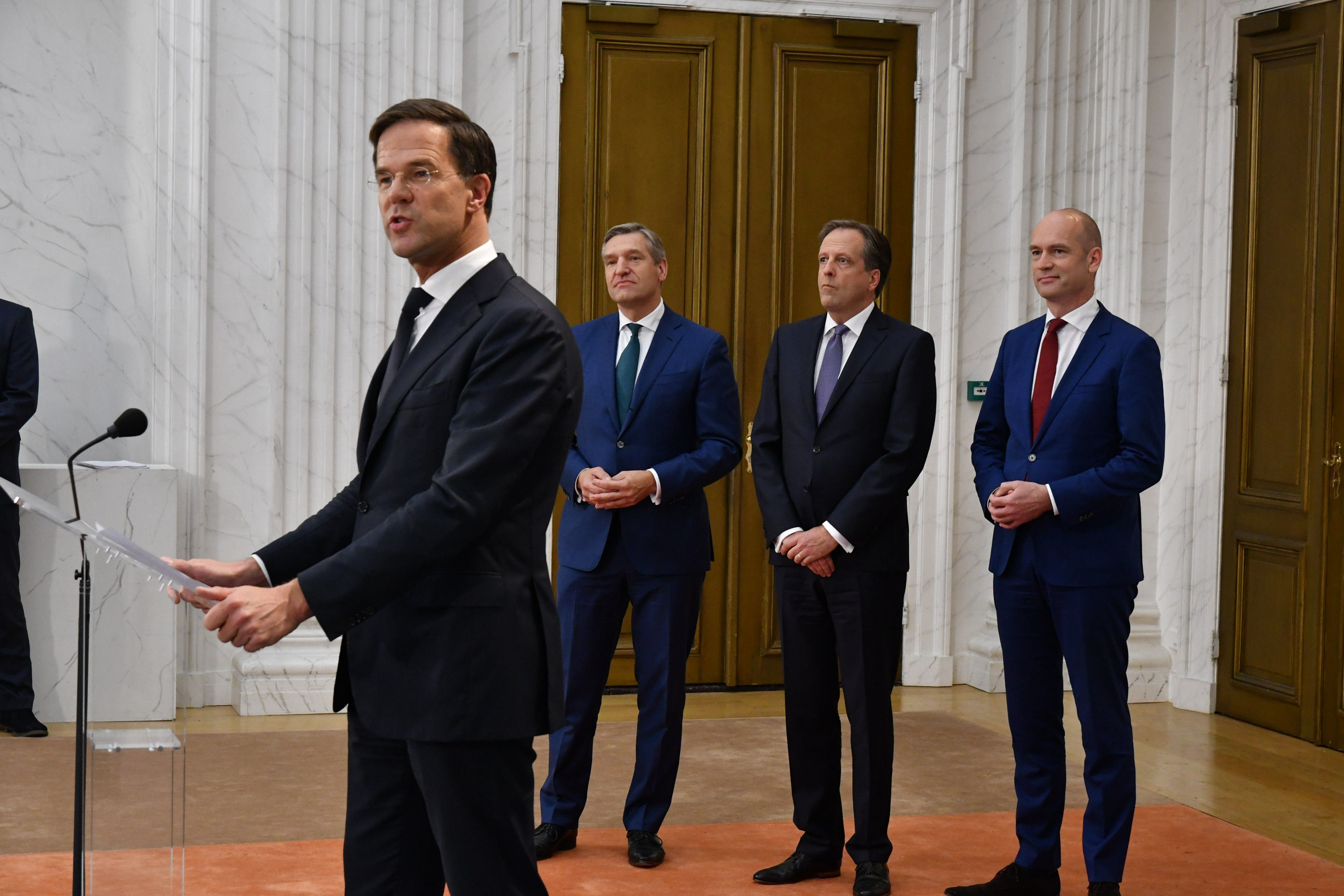 De fractievoorzitters van VVD, CDA, D66 en ChristenUnie geven een toelichting op het regeerakkoord