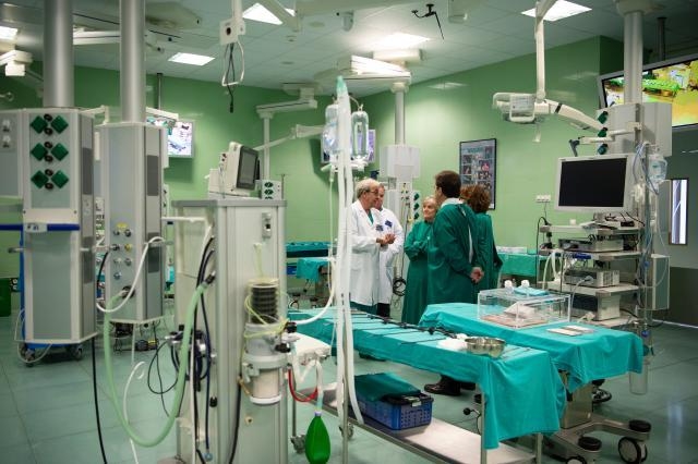 Guillermo Fernandez Vara, Chairman of the regional government of Extremadura, Maria Jesus Montero, Spain's Minister of Budget and Elisa Ferreira visit the Centro de Cirugía Mínima Invasión Jesús Usón (CCMI) 