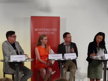 v.l.n.r.: Bram Vermeer, Judith Merkies, Johan Graafland en Mariko Peters