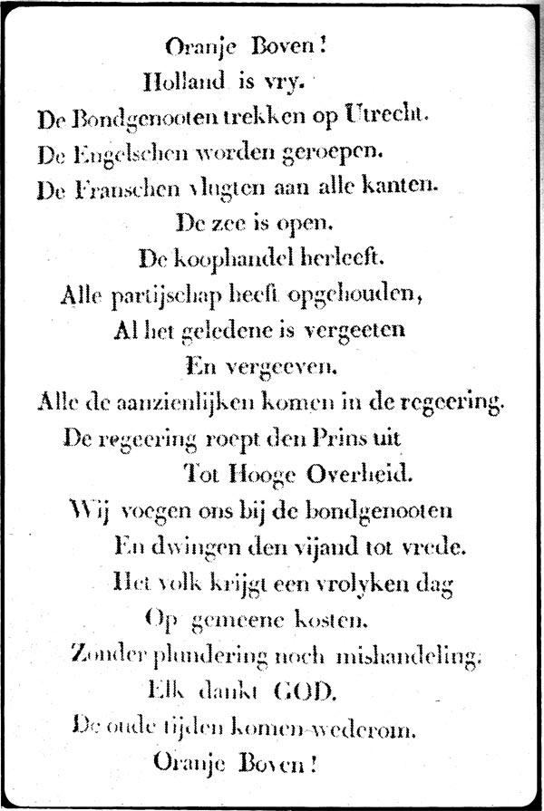 Pamflet: Oranje boven