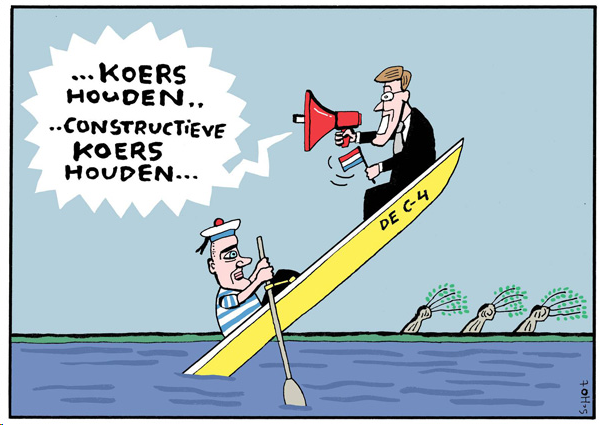 Rutte en Samsom in een roeiboot, type C4