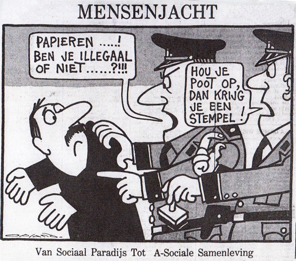 Twee agenten grijpen een illegaal