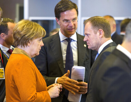 Angela Merkel, Mark Rutte en Donald Tusk