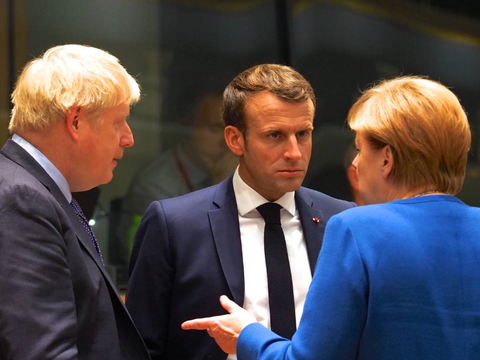 Johnson, Merkel en Macron