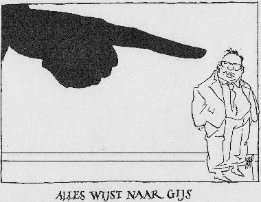 Wijzende hand naar Gijs van Aardenne